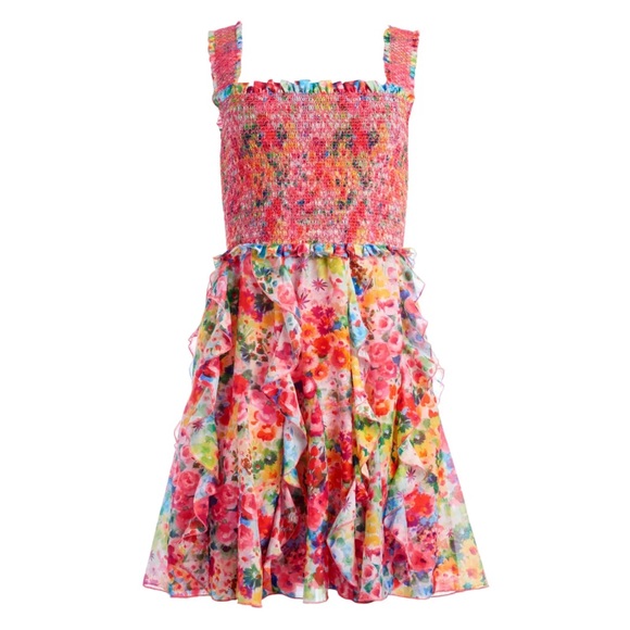 🎀SOLD🎀Alice + Olivia Jocelyn Garden Floral Smocked Mini Dress - Picture 5 of 9